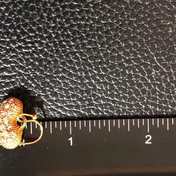 Gold AB Rhinestone Heart Necklace Cuban Link Chain Bracelet Set + 2 Earrings - Picture 6 of 13